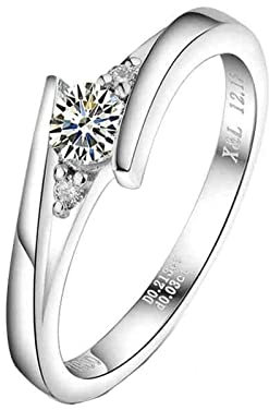 AMDXD Diamantring aus Platin, Ringe Gold Herren 0.2ct Labor Erstellt Diamant mit Diamant, Süße Geschenke, Echte Goldserie, Weiß Gold, Gr.63 (20.1)