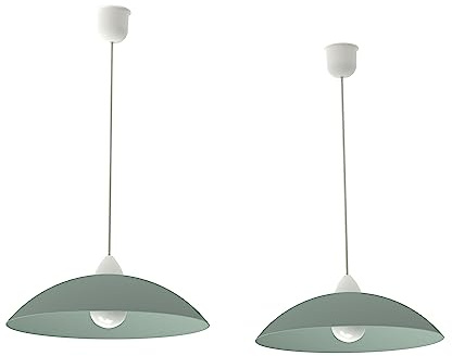 L+ Pendelleuchte, Set x2, Deckenleuchte, moderner Stil, E27-Fassung, Lampenschirm aus Metall (Grün, 2 Stück 30 cm)