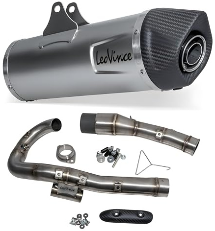 Auspuffanlage LeoVince Komplettanlage SBK LV ONE EVO, Edelstahl, Carbon Kappe, 1/1, mit Katalysator, mit Zulassung für Husqvarna 701 Supermoto/Enduro/Enduro LR 2021-2022