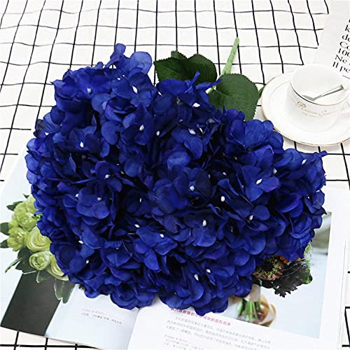 ARKERO Großer 6-köpfiger künstlicher Blumenstrauß aus Seide, Hortensie, Hochzeit, Brautstrauß, künstliche Blume, Heimdekoration, Blumenwand, tiefes Blau
