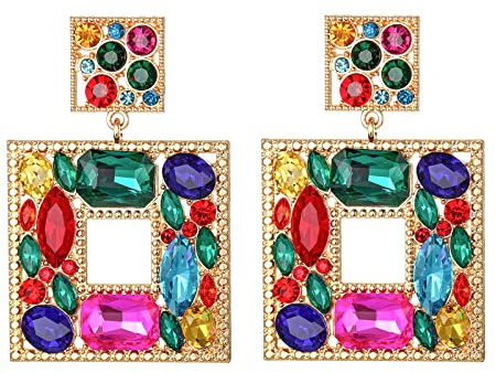 JUZICHEN Bunte Ohrringe Gross, Statement Glitzer Große Ohrringe, Modeschmuck Ohrring Bunt Hängend