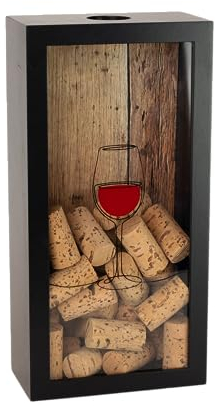 Castell Deco Weinkork-Sammler, Flaschenverschlüsse, Auffangbox für Deckel und Korken, aus echtem Holz und Glas, Sammelbox für Weinkorken. (M)