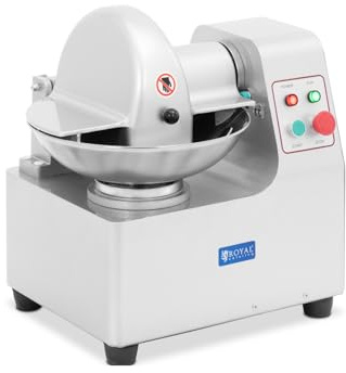 Royal Catering RCBC-5V3 - Cortador de mesa (1360 rpm, 5 L, 550 W, acero inoxidable, para robot de cocina, cortador de gastronomía