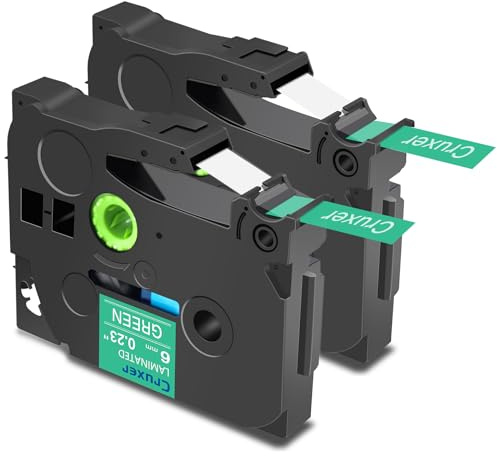Cruxer 2er-Packung Kompatibel für Brother P-touch TZe-715 Green Laminierte Bänder，Weiß auf Grün 0,23'' 6mm x 8m Schriftband Ersatz für Brother PT-H100R PT-200 PT-H105 PT-H110 PT-D410 PT-E110VP