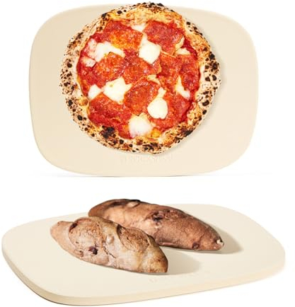 ROCKSHEAT Pizza Stone, Unique Shape 40 x 30cm Pizza Stones for Oven Grill BBQ, Heavy Duty Cordierite Baking Stone for Pizza & Bread & Cookies, Innovative Irregular Design Grilling Stone