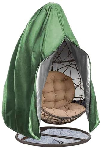 Hiseng Funda para Silla Colgante, Cubierta de Silla Impermeable de Huevo Colgante, Funda de Protección Silla Colgante Exterior de Huevos Silla Muebles Columpios de Jardín (230 * 200CM,Verde)
