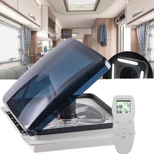 RV Ceiling Fan, 12V Shower Sunroof Fan, 40 X 40 Cm Exhaust Fan With Remote Control And 10-Speed Fan Two-Way Airflow RV Fan For Caravan Roof Window Vent