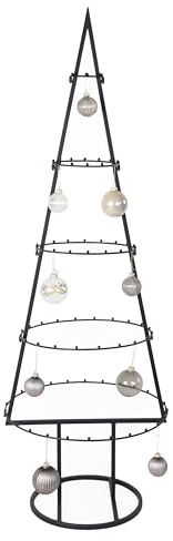 Albero di Natale Stilizzato Grande in Metallo Nero 151 cm, Albero Natalizio Moderno e Minimalista, Struttura Decorativa Personalizzabile per Casa, Ufficio e Negozi
