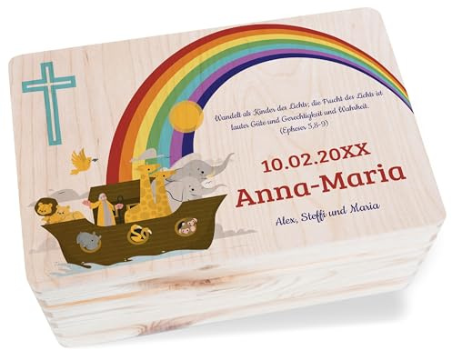 Shirtracer Erinnerungsbox Baby personalisiert Taufe Arche Spruch