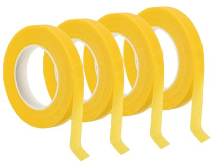 PATIKIL 30 Yardas de Cintas Florales 4 Rollos de Cinta de Papel Crepé para Envolver Tallos de Flores Impermeable Amarillo (27 Metros)