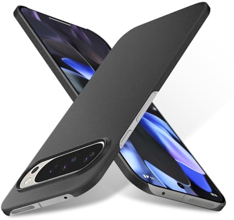Bastmei för Google Pixel 9 Pro/Pixel 9 fodral, minimalistiska telefonfodral extremt lätt ultralätt supersmalt tunt kameraskydd hårt PC-skydd för Pixel 9/9 Pro matt fodral (grus svart)