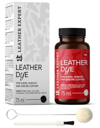 Penetrating Leather Dye - Lederfarbe Red 75 ml - Ideal zum Schuhe, Handtaschen und Accessoires – inkl. Applikator & Pinsel - Schuhfarbe für Wildleder, Nubuk- und Anilinleder (16 Farben)