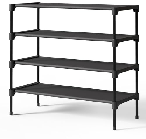 Kitsure Schuhregal für den Eingangsbereich - Stabiler & langlebiger Schuhschrank für den Schrank, platzsparendes schuhablage, 70 x 30 x 62 cm, Black, 4122