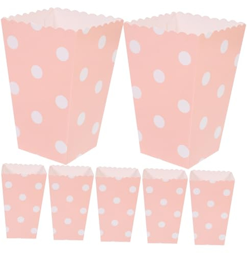 Caja de Palomitas de Maíz Cuadrada Rosa de Papel 24 Piezas | Plegable, para Mesas de Postres y Picnics, Formato de Caja para Aperitivos y Recuerdos
