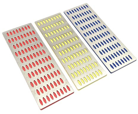 HERO Diamant Schleifstein Abziehstein SET 3tlg. Messerschärfer Schleifer Fein/Mittel/Grob Mini-Diamantstein Schärfestein Diamantoberfläche Diamantfeile Kantenschleifer Kantenschärfer Diamantstein