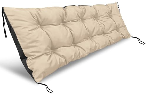 EDANTI Gartenkissen Gartenschaukelkissen Bankkissen Sitzkissen Rückenlehnen Bankauflage Für Gartenbank Polsterauflage Für Hollywoodschaukel Palettenbank 120x40cm (Beige)