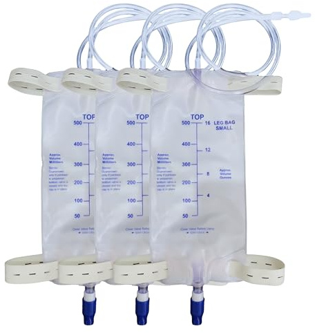 Filigan Urine Drainage Bags, 500ml Clear Nephrostomy Bag with 80cm(31.5) Silicone Tube, Twist Drain Valve, Pack of 3
