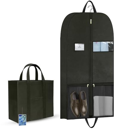 43 Garment Bags for Closet Storage and Travel, Gusseted Hanging Garment Bags for Men Women with Pockets Handles and Zipper, Suit Cover Bags for Clothes, Suits, Dress, Shirts, Coats, Jackets