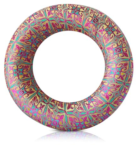 UPCEED Singing Bowl Cushion for Tibetan Singing Bowls, Handmade Silk Brocade Round Cushion Pillow for Sound Healing and Crystal Sound Bowls Accessories(6.7 Inch,YellowPurple)