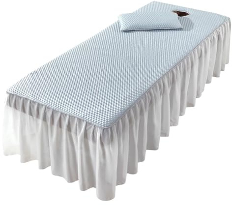 PA-DABAOO Spa-Massagetisch-Auflage Und Kissenbezug, Mit Bettvolant, Kühlendes Massagetisch-Auflagen-Set, Weiche Schutzauflage Für Kosmetikliegen, Maschinenwaschbar,70 * 190cm