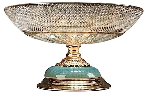 ATMRC Fruit Bowls Fruit and Vegetable Basket Countertop Fruit Basket Retro Fruit Bowl Ceramic Glass Metal Fruit Bowl Large-capacity Vegetable Salad Vegetable
