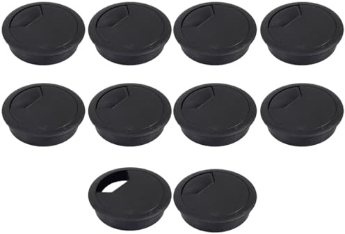 10 Stück Kabeldurchführung Schreibtisch 65mm Kabeldurchlass Kunststoff Schreibtisch Kabeldurchführung Schwarz Kabeldurchlass Tisch für Tisch Office Schreibtische