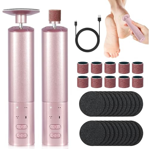 YGVQN Râpe à pieds électrique, pédicure électrique 2 en 1, 6 vitesses silencieuses USB rechargeables, entretien rapide des cors et des peaux mortes, idéal pour les pieds secs et