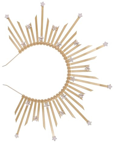 VALICLUD Göttinnenkrone aus Goldenem Sonnenstrahlen-stirnband für Damen Sonnenstrahlen-spitzenstirnband Stachelkronen-stirnband Halloween-kopfschmuck