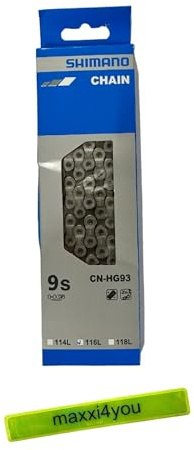 Shimano Kette CN-HG93 9-Fach 116 Glieder inkl. maxxi4you Reflexband