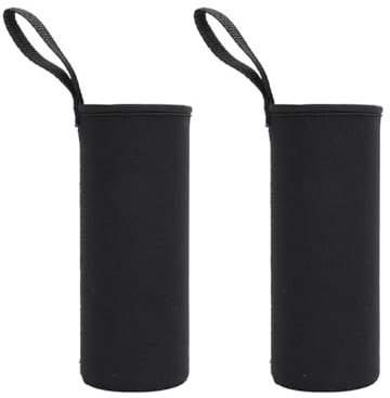 Lot de 2 housses thermiques en éoprène noir avec poignée pour boissons froides ou chaudes (1 000 ml)