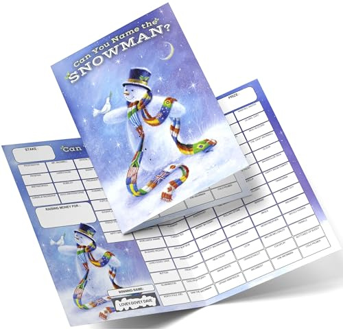 Fundraiser Hero Name The Snowman Fundraising Scratch Card. A4 Size - 100 Names - Double Sided 330gsm Card