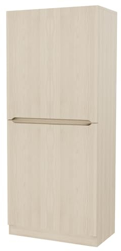 Gxffipw Kleiderschrank 70cm Breit Garderobenschrank mit Doppeltür-Design, Highboard Mehrzweckschrank mit Ablagefach, Hochschrank Kleiderschrank Holzfarbe mit Kleiderstange, Schlafzimmer Möbel ﻿