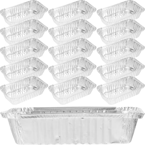 CIYODO 50 Boîtes en Aluminium Jetables sans Couvercle, Résistantes la Chaleur, Format Moyen, pour Cuisson au Four, Barbecue et Conservation Alimentaire, Accessoires Multifonctions