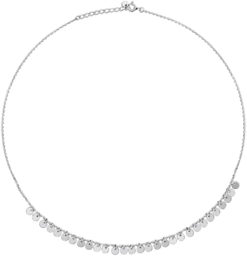 Silverhalsband för kvinnor,Cirkelhalsband kvinnor, S925 Sterling Disc Wafer Tofshänge Snyggt Trendigt Choker Chain Bohemia Smycken Hennes tjejer Par