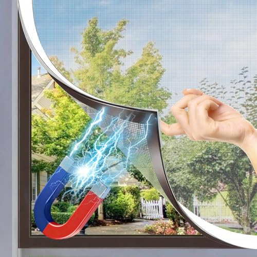 Shackcom 2pcs Magnet Fliegengitter Fenster mit professioneller Magnet-Klick-Befestigung, Insektenschutz ohne Bohren, Magnetfenster, kürzbar, Größe:110 x 120 cm, Gewebeauswahl:Fliegengitter