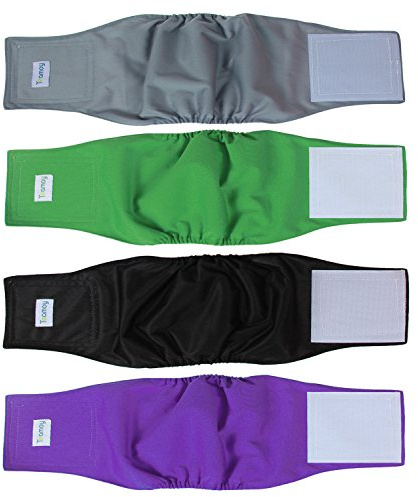 Teamoy Male Dog Belly Bands Washable 4-Pack, Reusable Dog Diapers Wraps for Incontinence & Marking (M,13-16 Waist)