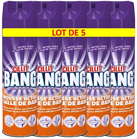 Cillit Bang Mousse active 600 ml - Restes de savon et brillance (Lot de 5)