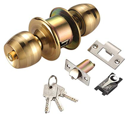 Tubayia Rund Kugelschloss Türgriff Türknauf Schloss Türschloss mit 3Pcs Schlüssel für Haus Büro (5cm - bolzen)