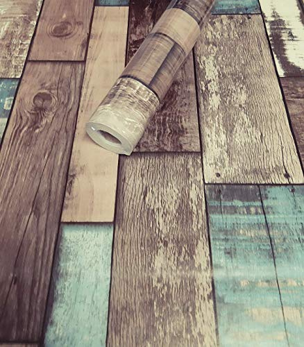 Tapeten Folie 3000-S selbstklebend Farbe Holz alt Vintage Dekor hell 10 m x 45 cm Dekorfolie Möbelfolie Tapete 3047