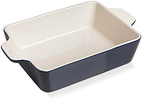 Sweejar Ceramic Baking Dish, Rectangular Small Baking Pan with Double Handles, 20 Oz for Cooking, Brownie, Kitchen, 6.5 x 4.9 x 1.8 Inches(Navy)