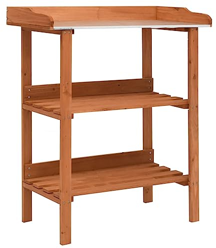 vidaXL Tannenholz Pflanztisch Blumentisch Gartentisch Gärtnertisch Pflanzentisch Garten Arbeitstisch Gartenwerkbank Umtopftisch 76x37x89cm