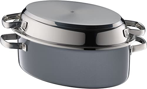 WMF Fusiontec Mineral Multi-Bräter, Kratzfest, Einfache Reinigung, Backofengeeignet (Platinum mit Multifunktionsdeckel)