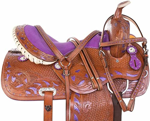 WILD RACE Premium Westernleder-Pferdesattel, Wildledersitz/Premium Western Leather Horse Saddle Suede Seat (17)
