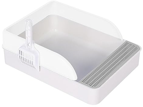 Holdes Caja de arena para gatos, colador semicerrado, con lados altos, desmontable, bandeja de arena plana para gatos, para gatos de viaje para gatitos y gatos mayores, abierta