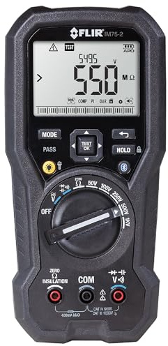 FLIR IM75-2 Insulation Tester and Digital Multimeter | Isolation 4MOhm-20GOhm, VFD-Modus, Auto-Auswahl, LED-Arbeitslicht, METERLiNK, Leitungen, Koffer