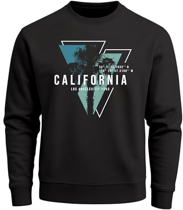 Neverless® Sweatshirt Herren Palmen Kalifornien Los Angeles USA Rundhals-Pullover Fashion Streetwear Schwarz-blau XL