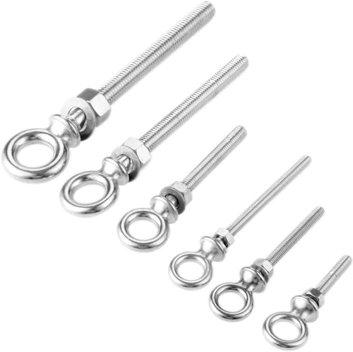 BKEKM ringschrauben Hebeösenmuttern, 6-teiliges Ösenmutter-Edelstahl-Mutternschrauben-Set mit Muttern und Unterlegscheiben, M6, M8, M10, M12-Schraubösen, runde Ösenschraube stabil
