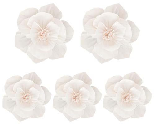 FSSTUD 5 Stück große Seidenpapierblumen, große Krepppapierblumen, Brautparty, Pompons, Hochzeit, Party, Papierblumen, Wandbehang, Babyparty, Blumen