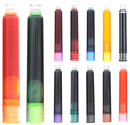 Recambios de fuente – 12 cartuchos de recambio, cartuchos de tinta para plumas estilográficas | Cartuchos de fuente coloridos para fuente de caligrafía de 2,6 mm de diámetro, cartucho de tinta