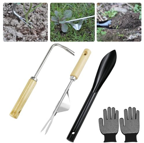 VicBou 3 PCS Garden Weeder Tool, Hand Weeder Tool, Uprooting Weeding Tool Gardening Weeder Tool, Stainless Steel Dandelion Remover Tool for Yard and Garden